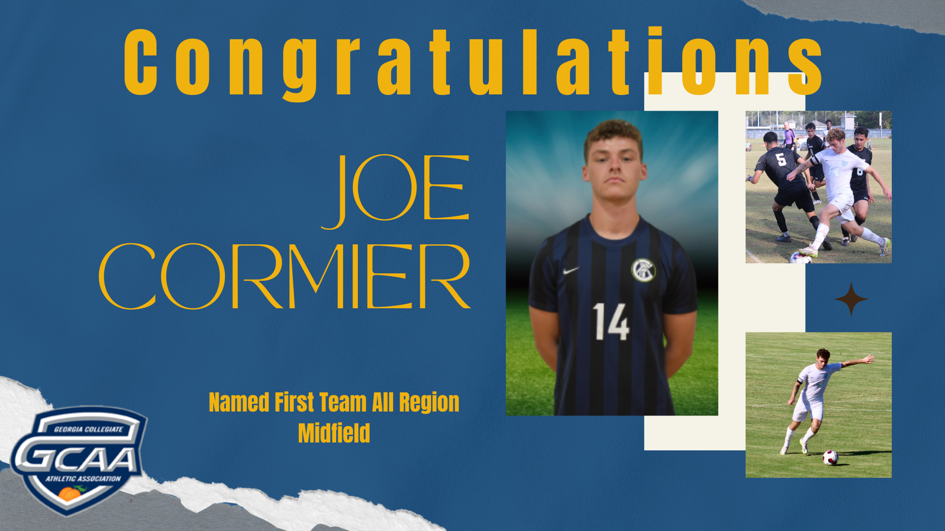 Men's Soccer Joe Cormier Named To GCAA First Team All Region